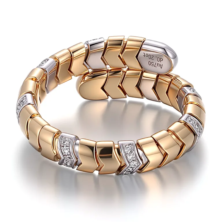 Coiled Serpent Diamond Ring | 18K Yellow Gold Snake Ring with Round-Cut Lab Diamonds