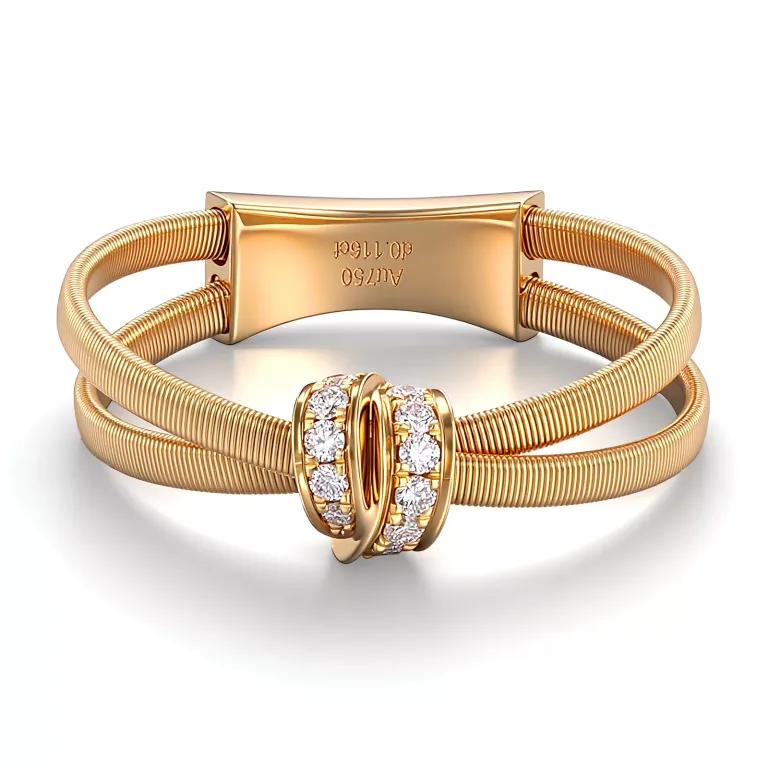 Helical Weave Diamond Ring | 18K Yellow Gold Rope-Band Ring with Round-Cut Lab Diamonds