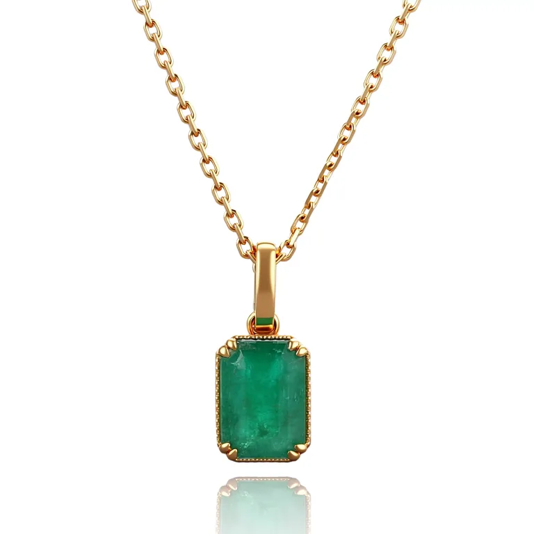 Classic Emerald Cut Emerald Solitaire Pendant | Pendant Only