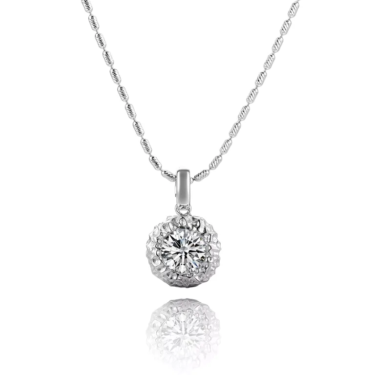 1 Carat Round Lab Diamond Floral Halo Pendant in 18k Gold