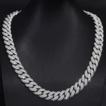 Special Offer:15mm Iced Out Moissanite Cuban Link Chain | reverse-set center row | 925 Sterling Silver