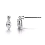 Solitaire Marquise Cut Lab Diamond Drop Earrings in 18k White Gold