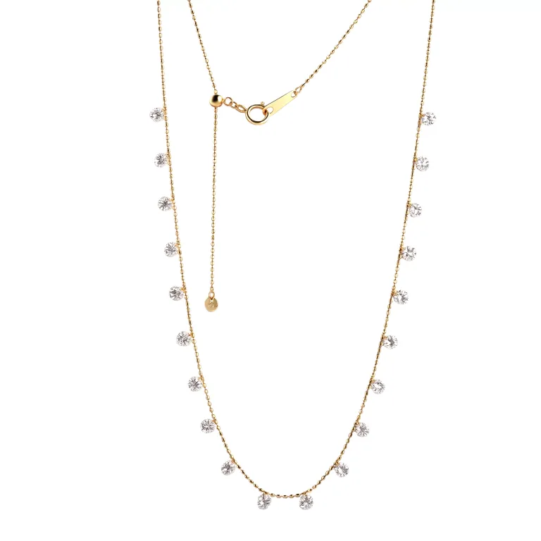 Adjustable Round Lab Diamond Station Necklace in 18k Yellow Gold