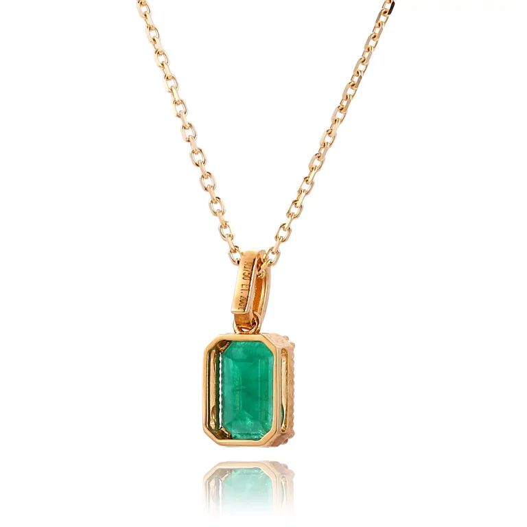 Classic Emerald Cut Emerald Solitaire Pendant | Pendant Only