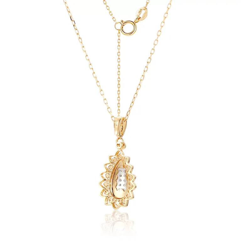 Vintage Floral Halo Lab Diamond Pendant in 18k Yellow Gold | Pendant Only
