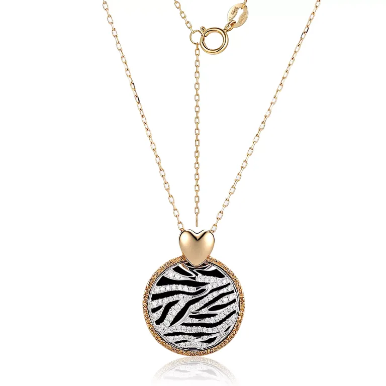 Leopard Print Diamond Halo Disc Pendant in 18k Yellow Gold | Pendant Only