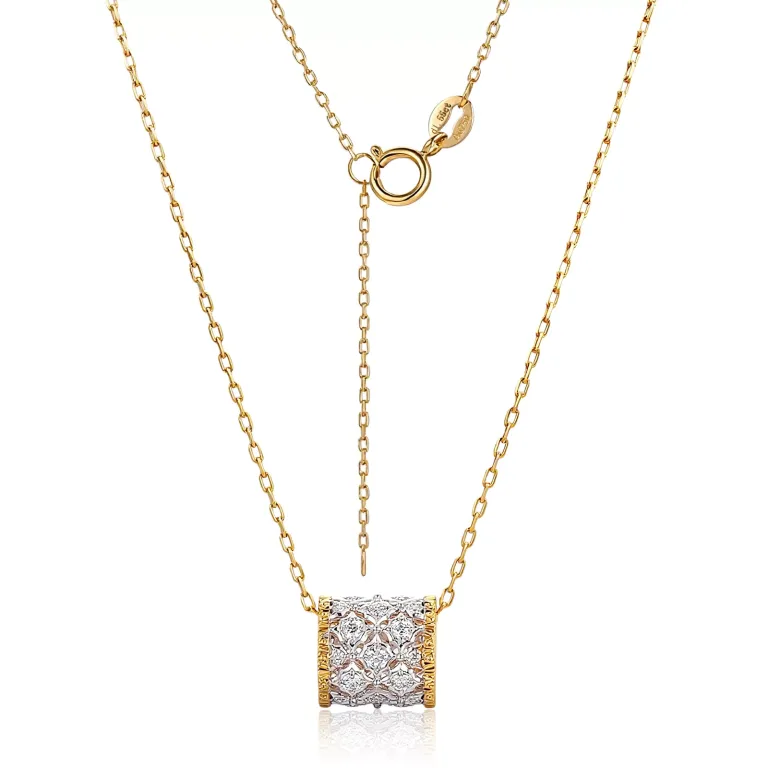Two-Tone Pavé Lab Diamond Barrel Slide Pendant | Pendant Only