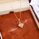 Vintage Art Deco Style Lab Diamond Pendant in 18k Yellow Gold | Pendant Only