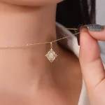 Vintage Art Deco Style Lab Diamond Pendant in 18k Yellow Gold | Pendant Only