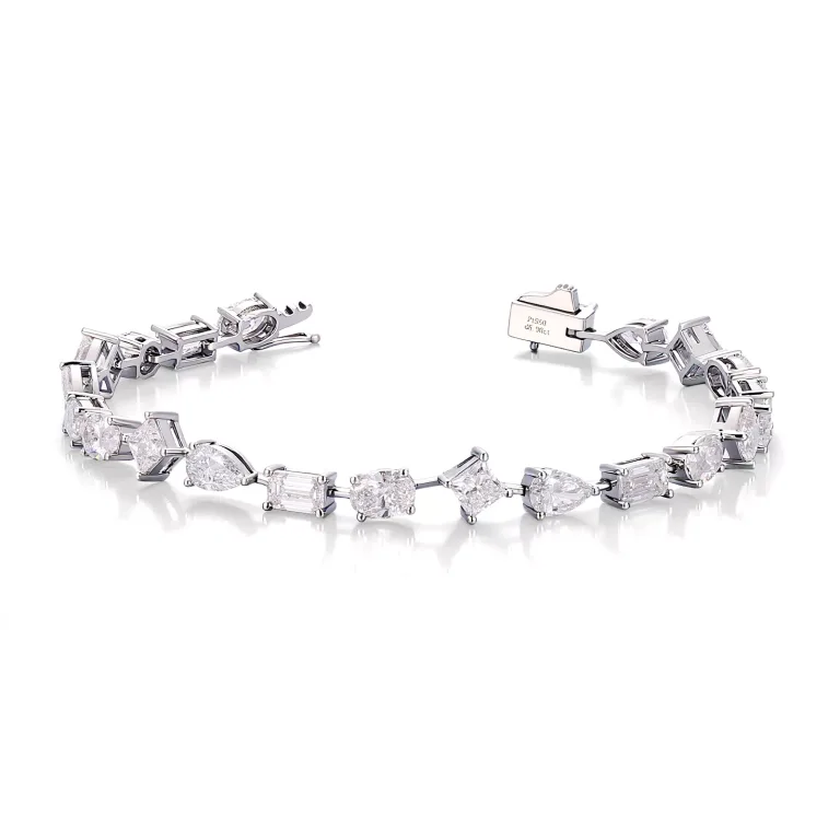 Multi-Shape Fancy Cut Lab Diamond Bracelet in PT950 Platinum
