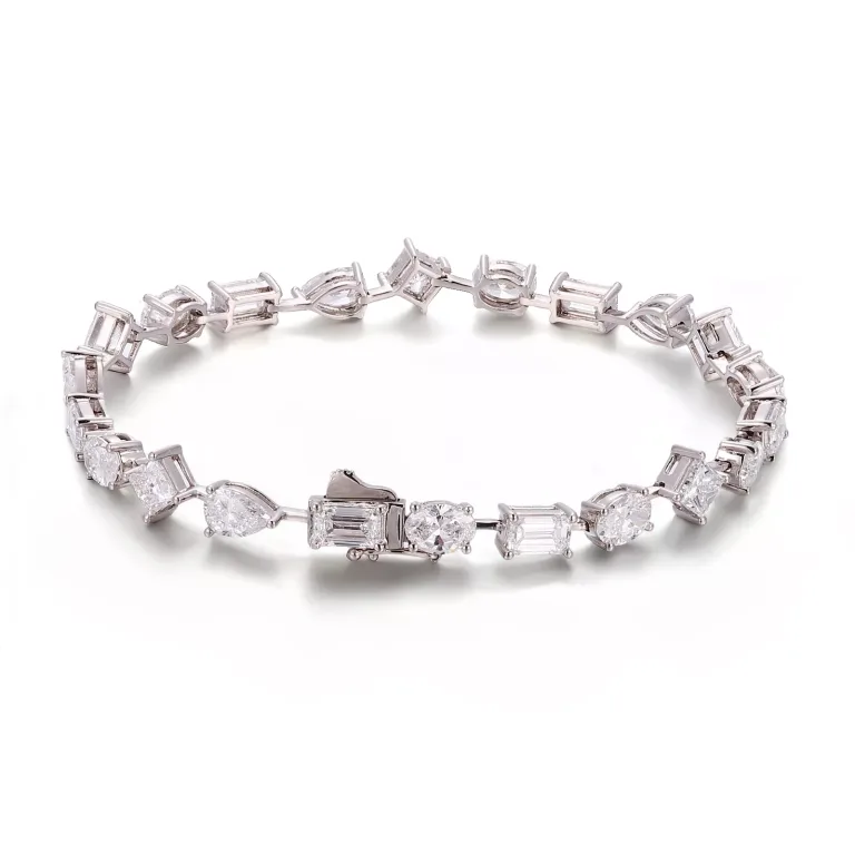 Multi-Shape Fancy Cut Lab Diamond Bracelet in PT950 Platinum