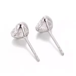 Solitaire Heart Cut Lab Diamond Stud Earrings in 18k White Gold