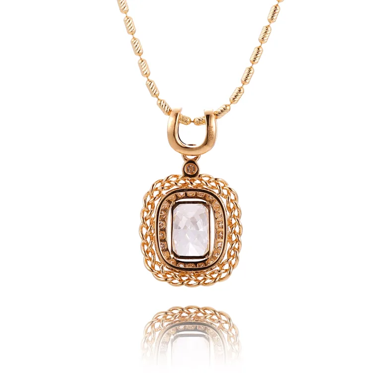 Radiant Cut Lab Diamond Halo Pendant with Rope Frame | Pendant Only