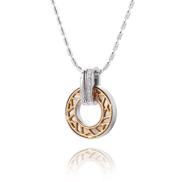 Baguette Ruby and Diamond Double Halo Circle Pendant in 18k White Gold