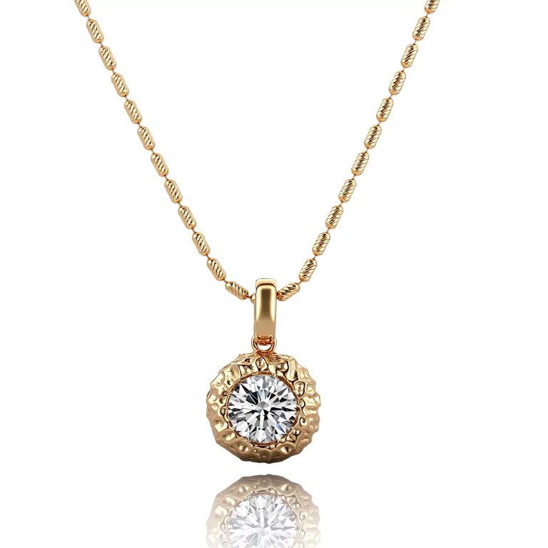 1 Carat Round Lab Diamond Floral Halo Pendant in 18k Gold