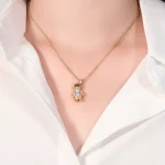 1 Carat Oval Lab Diamond Teddy Bear Pendant in 18k Yellow Gold