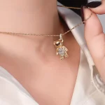1 Carat Oval Lab Diamond Teddy Bear Pendant in 18k Yellow Gold