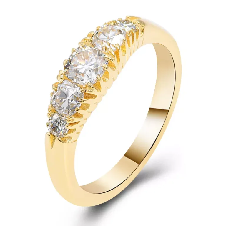 Graduated Five Stone Cushion Cut Moissanite Ring