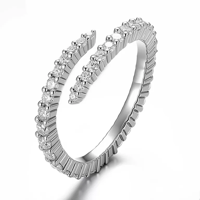 Modern Round Moissanite Open Wrap Stacking Ring