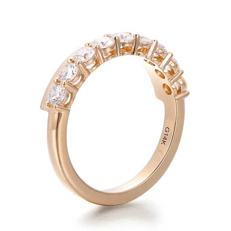 Classic Round Moissanite Shared Prong Half Eternity Wedding Band