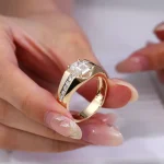 Emerald Cut Moissanite Ring with Channel Set Round Accents