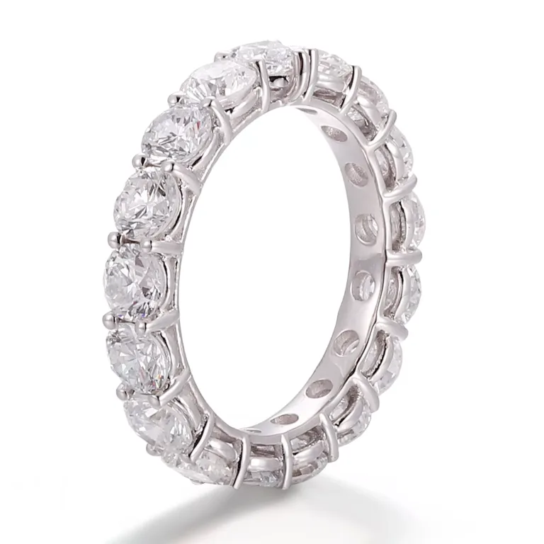 Round Moissanite Eternity Ring with Surprise Heart Cut Stone