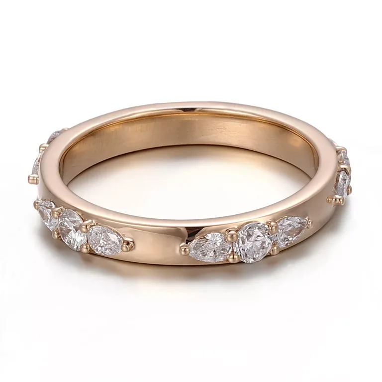 Alternating Pear and Round Cut Moissanite Wedding Band