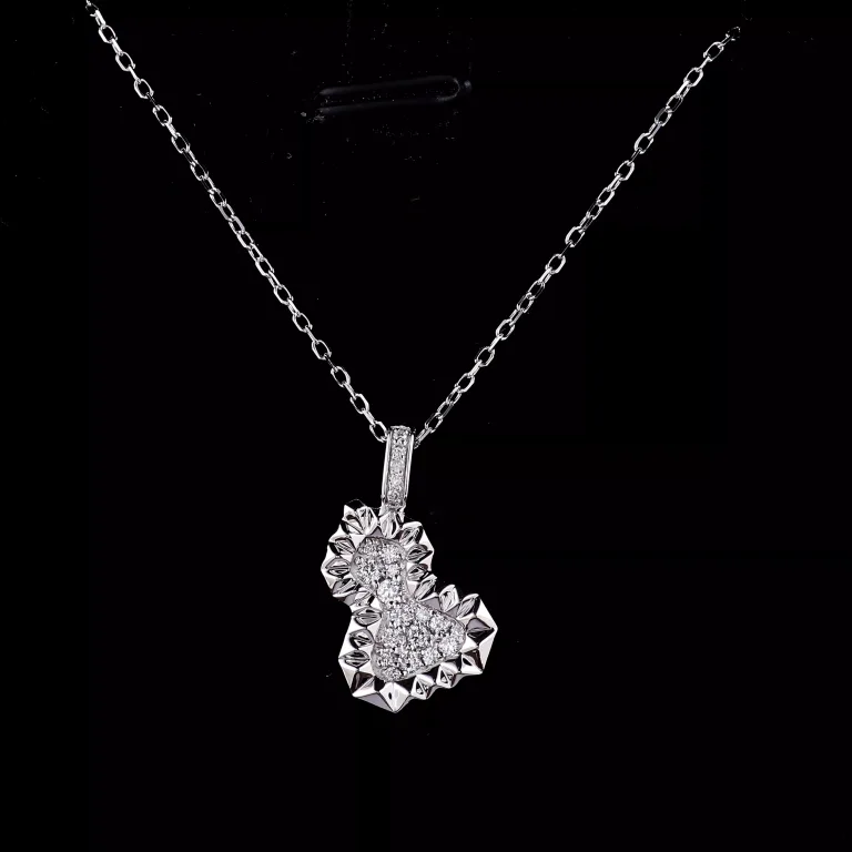 Geometric Lab Diamond Gourd Pendant in 18k White Gold