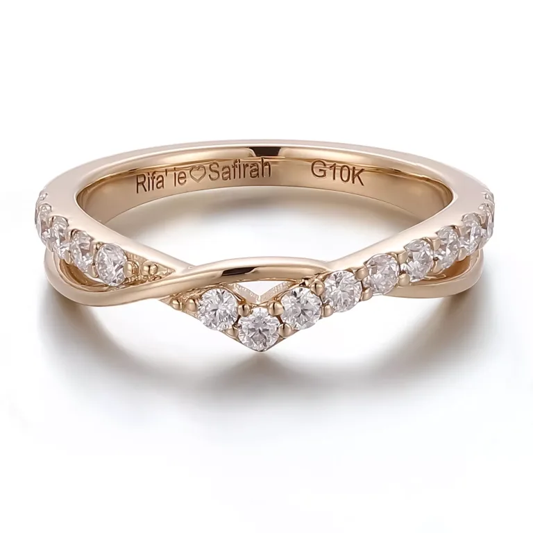 Twisted Criss-Cross Pavé Moissanite Wedding Band