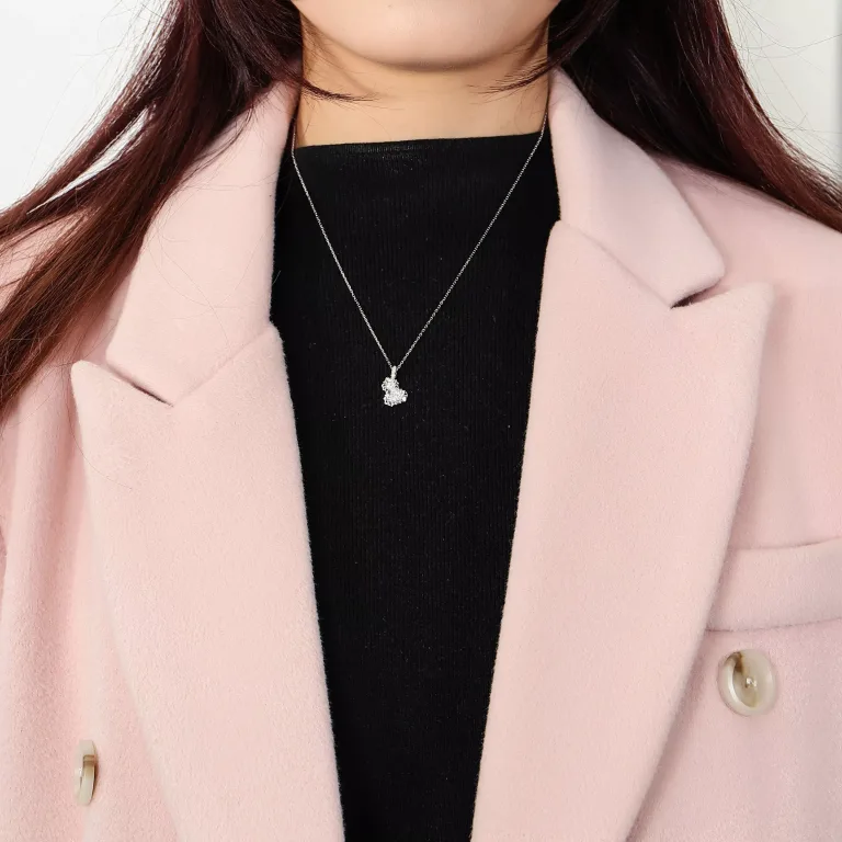 Geometric Lab Diamond Gourd Pendant in 18k White Gold