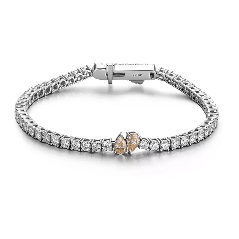 Elegant Round and Pear Cut Moissanite Two Stone Tennis Bracelet