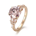 Classic Round Cut Moissanite Engagement Ring with Tapered Baguette Accents