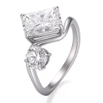 Radiant and Round Cut Toi et Moi Ring Modern Two Stone Setting