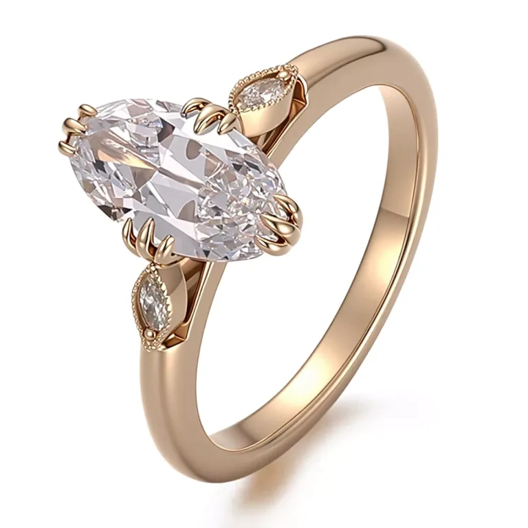 Oval Cut Moissanite Ring Hidden Halo Thin Band Setting