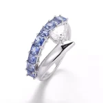 Pear and Princess Cut Moissanite Ring Lab Gemstone Modern Band
