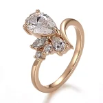 Pear Marquise and Round Cut Moissanite Ring Artistic Cluster Style