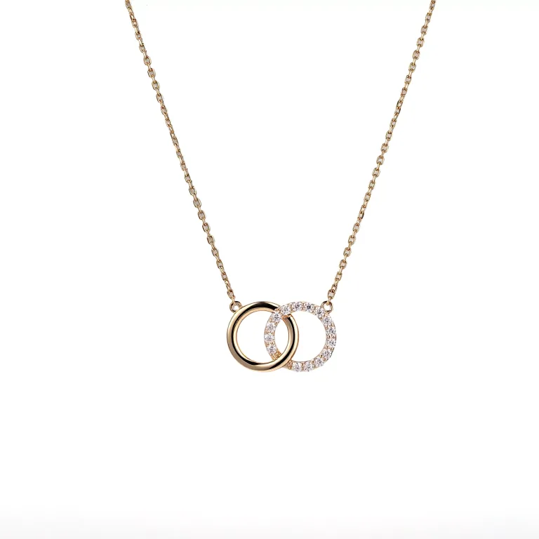 Round Cut Moissanite Pendant Necklace Interlocking Circle Charm Only（pendant only）