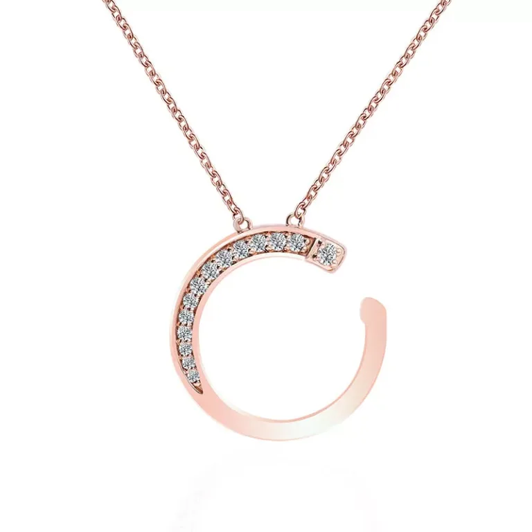 Round Cut Pendant Necklace Initial C Charm （Pendant Only）