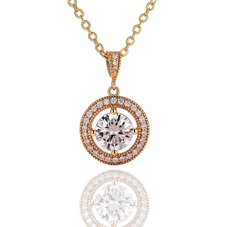 Round Cut Moissanite Pendant Necklace Floating Halo （Pendant Only）