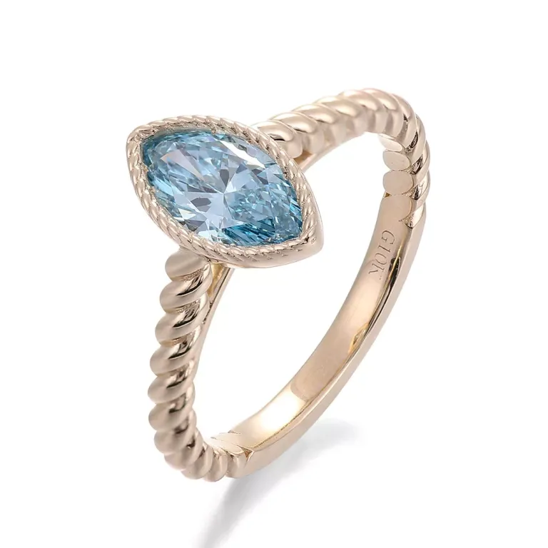 Marquise Cut Lab Sapphire Vintage Ring Twisted Rope Solitaire Style