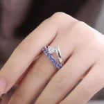 Pear and Princess Cut Moissanite Ring Lab Gemstone Modern Band