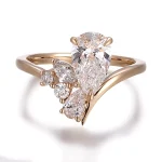 Pear Marquise and Round Cut Moissanite Ring Artistic Cluster Style