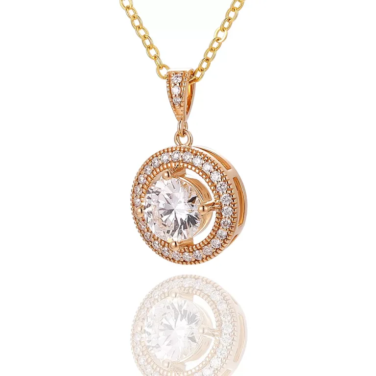 Round Cut Moissanite Pendant Necklace Floating Halo （Pendant Only）