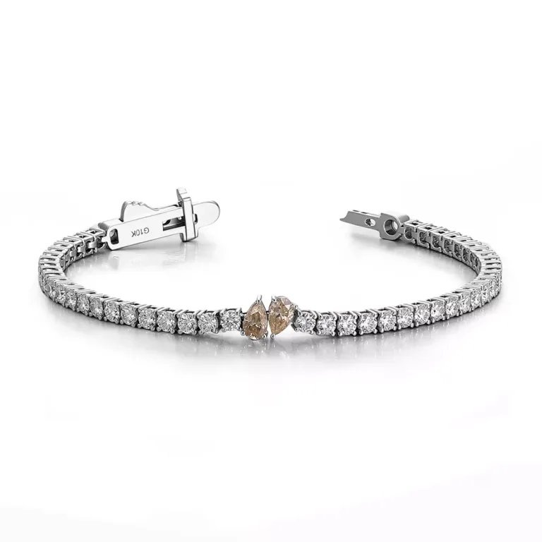 Elegant Round and Pear Cut Moissanite Two Stone Tennis Bracelet