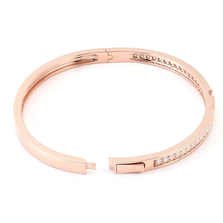 Sleek Channel Set Round Cut Moissanite Rigid Bangle Bracelet