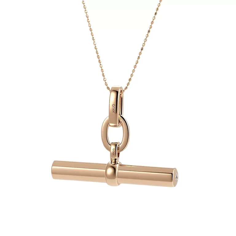 Round Cut Moissanite Bar Pendant Necklace Geometric T-Shape Charm (Pendant Only)