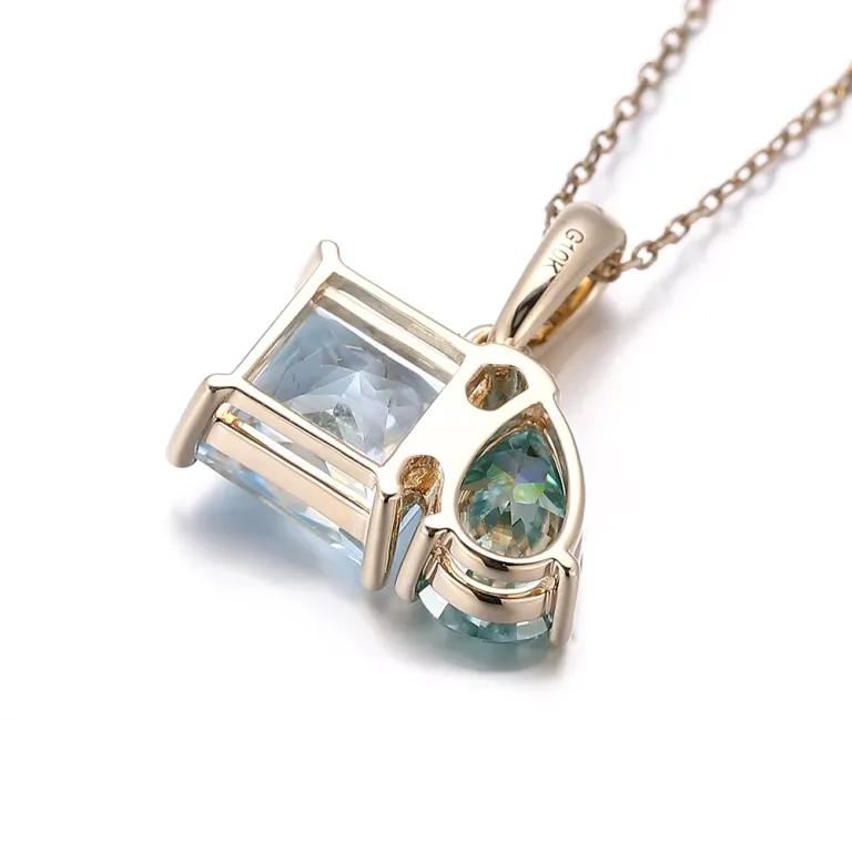 Toi et Moi Pendant with Lab Sapphire and Blue Moissanite (Pendant Only)