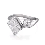 Radiant and Round Cut Toi et Moi Ring Modern Two Stone Setting