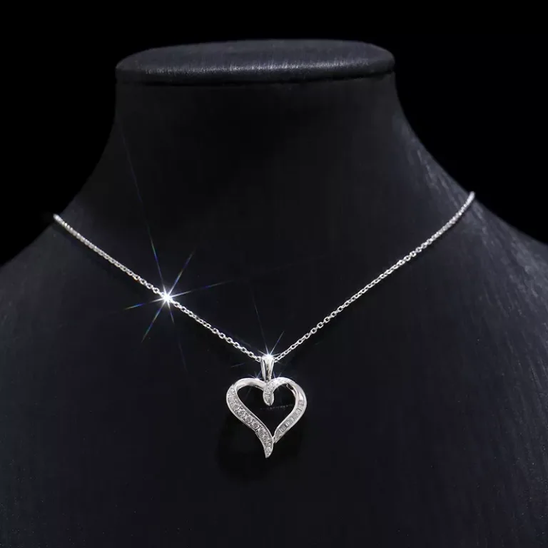 Romantic Heart Shaped Pendant Featuring Round Cut Moissanite Stones