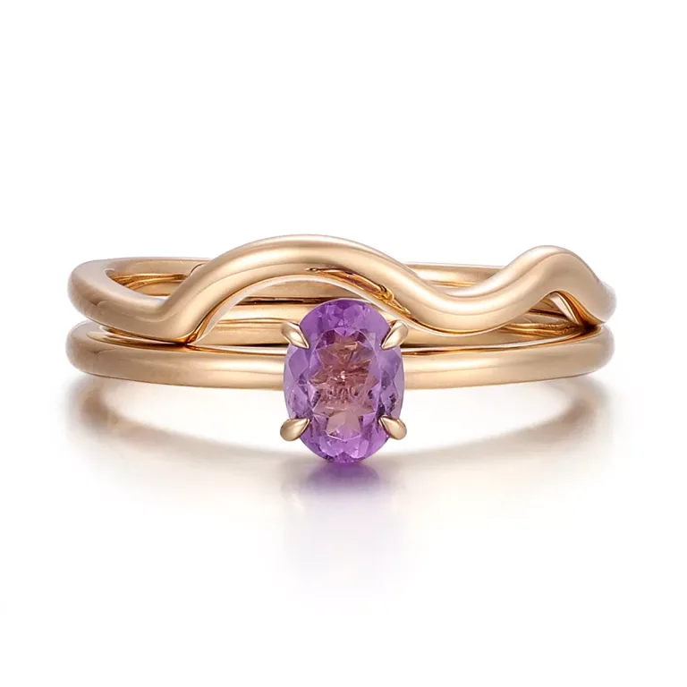 Minimalist Oval Cut Lab Gemstone Solitaire Stacking Ring in Gold